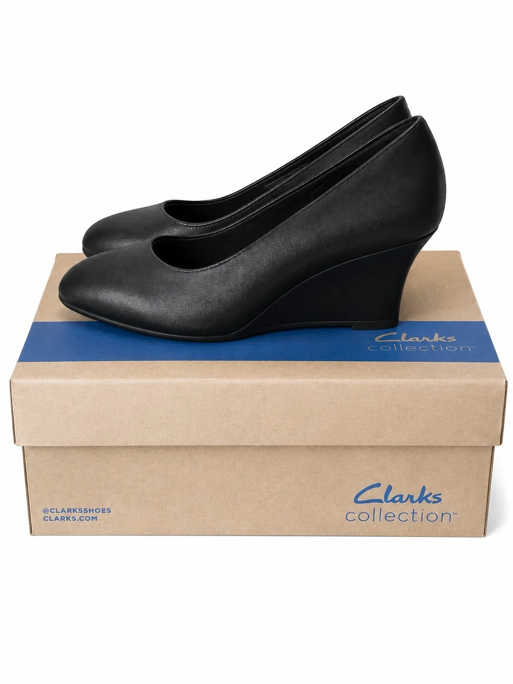 Clarks Collection Black Leather Wedge Pumps Womens Sizes 7-11 NIB Comfort